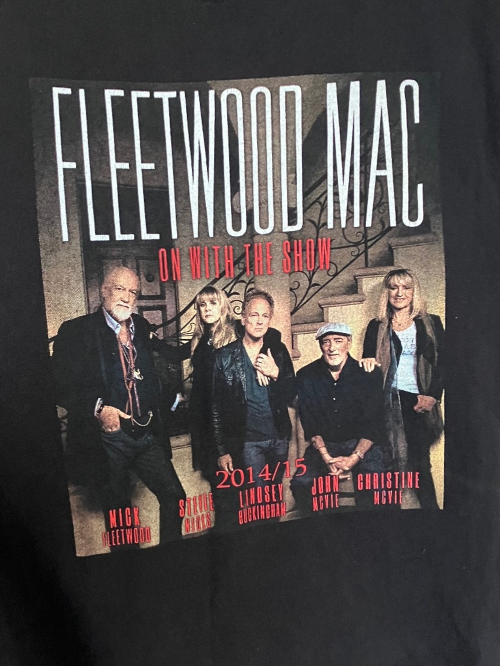 🎶FLEETWOOD MAC 2014/15 CONCERT T-SHIRT "ON WITH THE SHOW, BACK IN FULL", BLK-LG